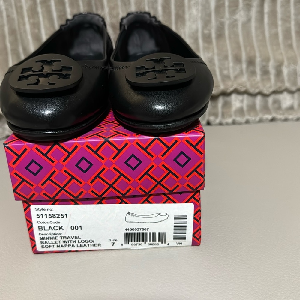 Tory Birch Minnie travel ballet flat black